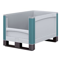 Bito Schwerlastbehälter mit stirnseitiger Entnahmeöffnung Kufen grau