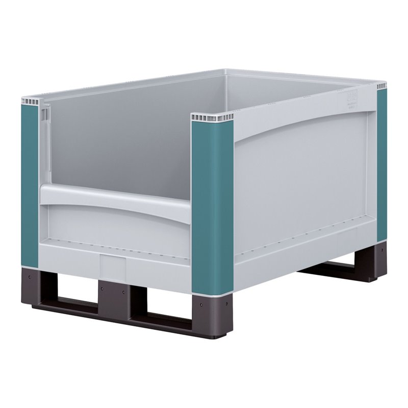 Bito Schwerlastbehälter mit stirnseitiger Entnahmeöffnung Kufen grau