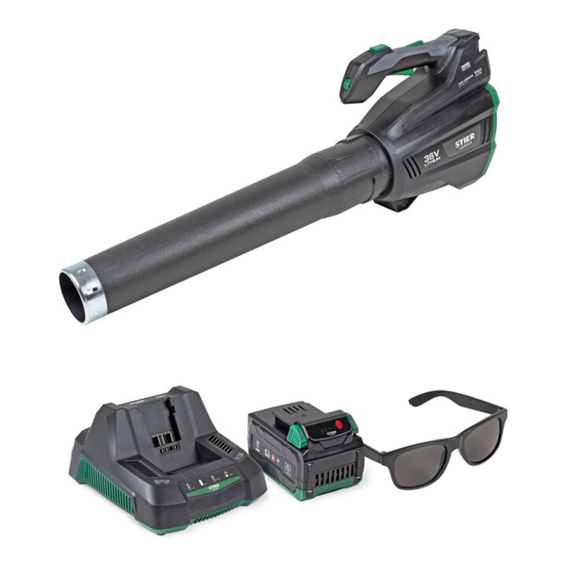 STIER Akku-Laubbläser SLG-92 + 4,0 Ah Akku + Schnellladegerät + gratis STIER Sonnenbrille