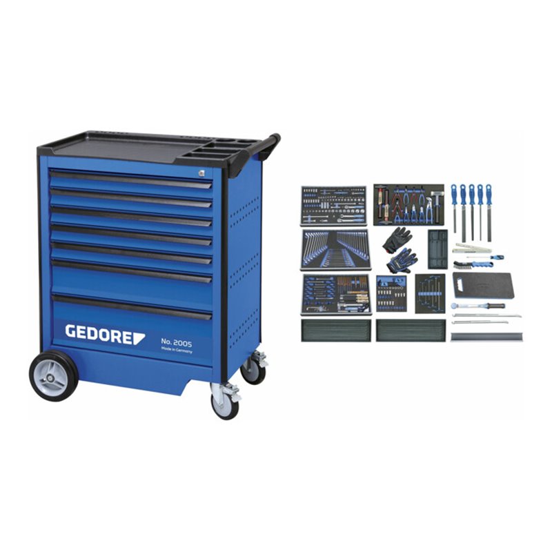 Gedore Werkzeugwagen mit Werkzeugsortiment PKW, 257-tlg