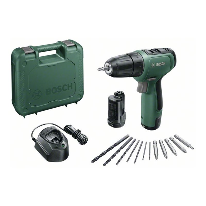 Bosch Akku-Bohrer EasyDrill 1200, 2x Akkupack PBA 12V 1.5Ah O-A, Ladegerät GAL 1210 CV