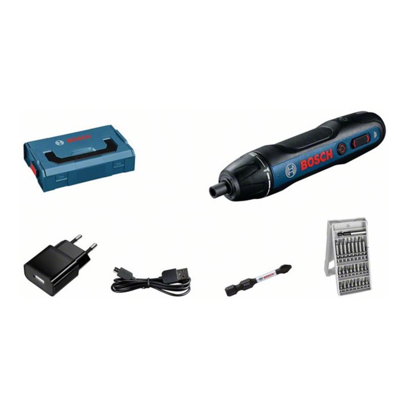 Bosch Akku-Schrauber Bosch GO, Bit-Set 25-tlg., Schrauberbit PH2, Ladegerät, L-BOXX