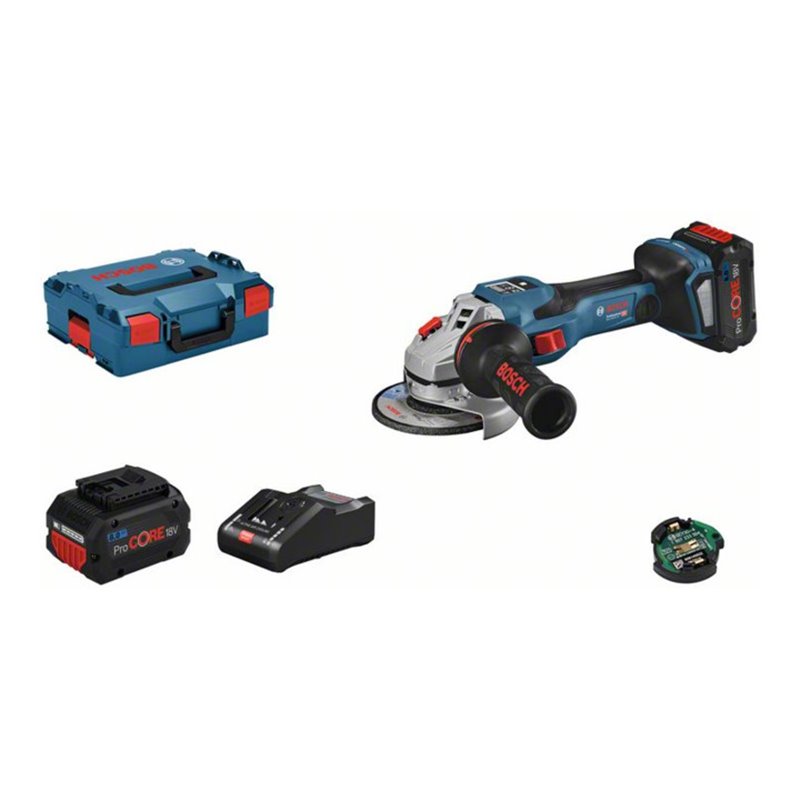 Bosch Akku-Winkelschleifer BITURBO GWS 18V-15 SC, 2 x Akku, Schnellladegerät, L-BOXX