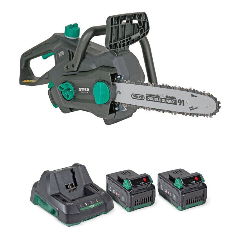 STIER Akku-Kettensäge 3611L 36V 30 cm + Akku 36V 2,5Ah + Schnellladegerät 36V 3A + gratis Akku