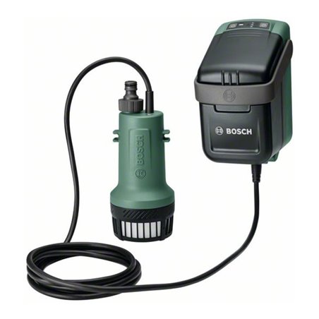 Bosch Akku-Regenwasserpumpen GardenPump 18, Schlauch 2,5 m, Akku 18V 2,5Ah, Ladegerät
