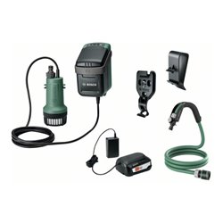 Bosch Akku-Regenwasserpumpen GardenPump 18, Schlauch 2,5 m, Akku 18V 2,5Ah, Ladegerät