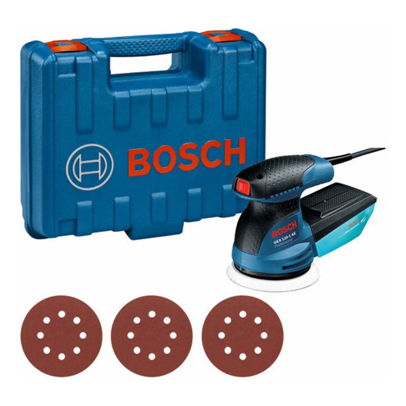 Bosch Exzenterschleifer GEX 125-1 AE, mit 3 x Schleifblatt C470, in Handwerkerkoffer