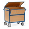 fetra Holzkastenwagen 600 kg, mit Wänden und Boden aus Holz, mit Deckel, TPE-Bereifung