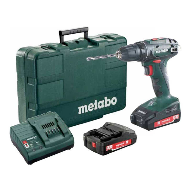 Metabo Akku-Bohrschrauber BS 18 Kunststoffkoffer 18V 2x1.5Ah Li-Ion + SC 60 Plus