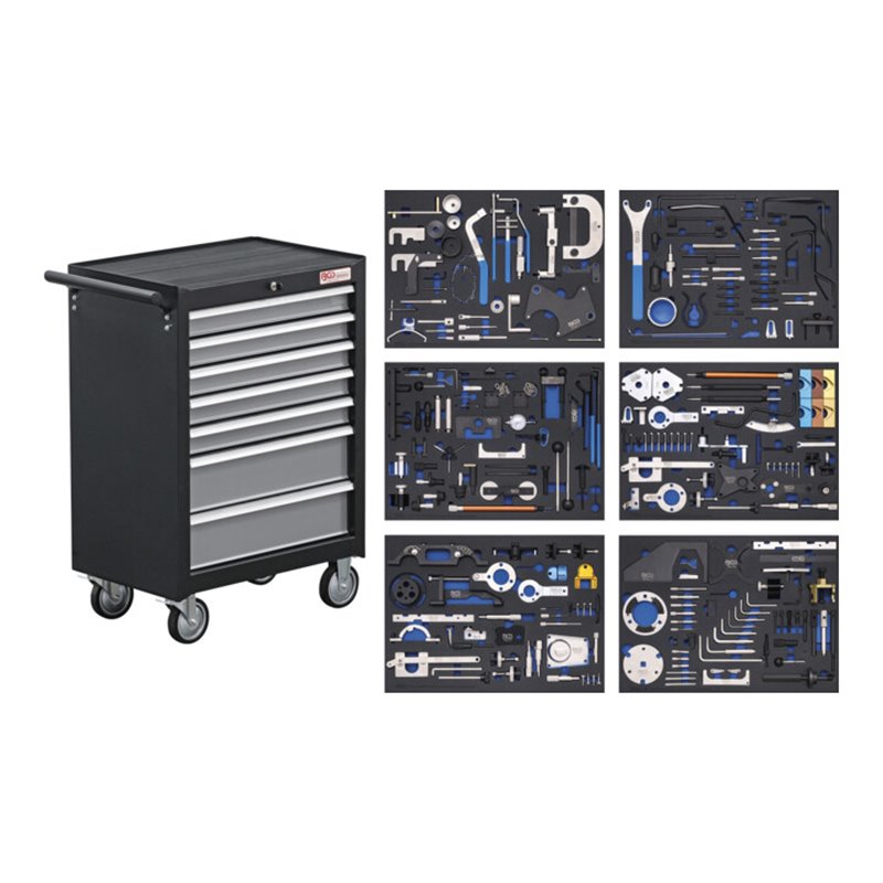 BGS Werkstattwagen 7 Schubladen Motor-Einstellwerkzeug-Sätze