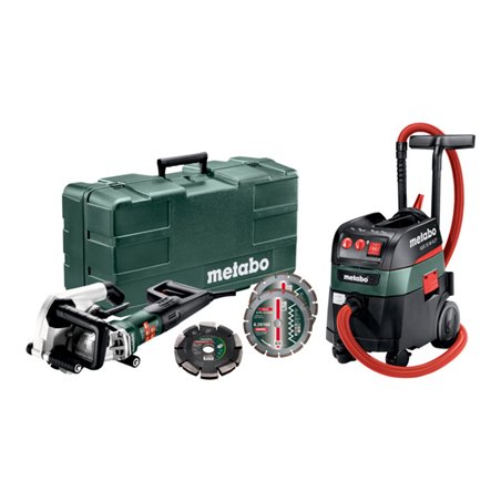 Metabo Set Mauernutfräse MFE 40 + Allessauger ASR 35 M ACP mit 20 mm Diamantfrässcheibe 2 UP und 2 Diamant-Trennscheiben Classic
