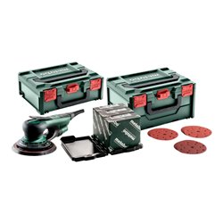 Metabo Exzenterschleifer SXE 150-2.5 BL Set mit metaBOX Schleifmittel-Set 'multi-hole', 150 mm, für Holz und Metall metaBOX 215