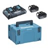 Makita Doppel-Schnellladegerät DC18RD, 2 x 18 V / 6,0 Ah Akku BL1860B und MAKPAC Gr.3