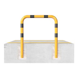 Schake Schutzbügel Ø76 mm, Breite 400 mm, Höhe über Flur 250mm, zum Einbetonieren, gelb / schwarz