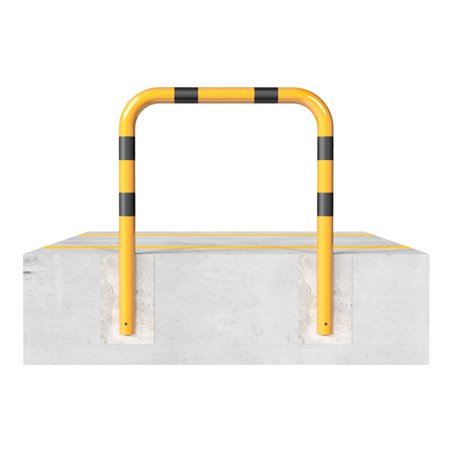 Schake Schutzbügel Ø76 mm, Breite 400 mm, Höhe über Flur 250mm, zum Einbetonieren, gelb / schwarz