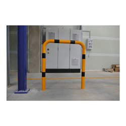 Schake Schutzbügel Ø76 mm, Breite 400 mm, Höhe über Flur 250mm, zum Einbetonieren, gelb / schwarz