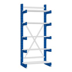 Regalwerk KARL-Kragarmregal Stahlfachboden Grundfeld HxB 2000x1000x600 mm einseitig