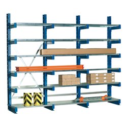 Regalwerk KARL-Kragarmregal Stahlfachboden Grundfeld HxB 2000x1000x500 mm doppelseitig