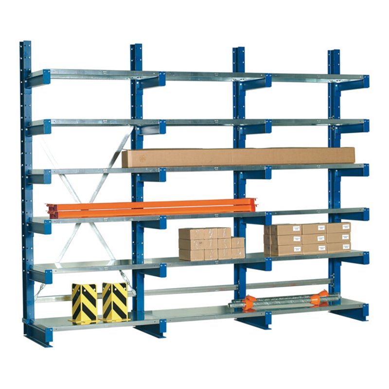 Regalwerk KARL-Kragarmregal Stahlfachboden Grundfeld HxB 2500x1000x500 mm einseitig