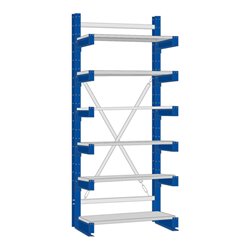 Regalwerk KARL-Kragarmregal Stahlfachboden Grundfeld HxB 2500x1000x600 mm einseitig