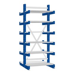 Regalwerk KARL-Kragarmregal Stahlfachboden Grundfeld HxB 2500x1000x800 mm doppelseitig