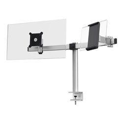 Durable Monitor Halterung für 1 Monitor und 1 Tablet, Tischklemme, silber metallic