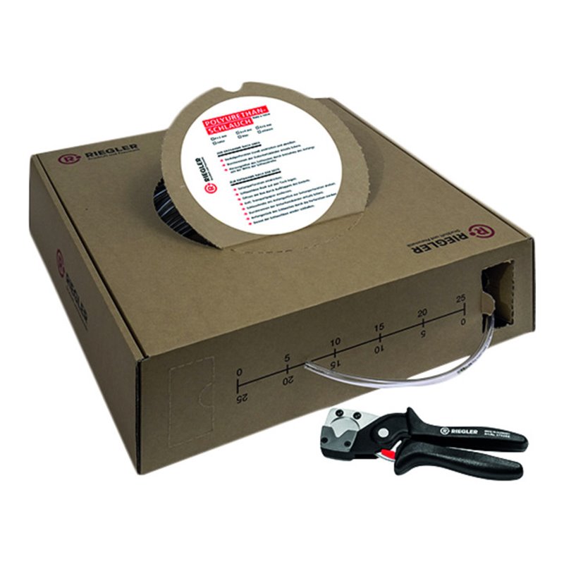 Riegler PU Schlauch-Set 4, Durchmesser-4x2,-6x4,-8x6, blau, inkl. Schlauchabschneider