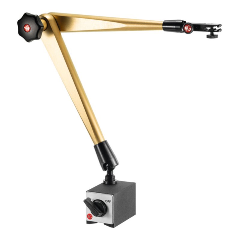 HG Hydraulisches Magnet-Messstativ (mit Fuß) mit mechanischer Feineinstellung am Uhrenhalter, Ausladung: 550 mm