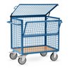 fetra Drahtkastenwagen 600 kg, mit Drahtgitter 50 x 50 x 4 mm, mit Deckel, TPE-Bereifung