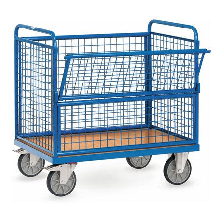 fetra Drahtkastenwagen 600 kg, mit Drahtgitter 50 x 50 x 4 mm, TPE-Bereifung