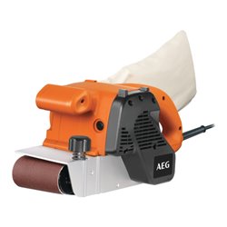 AEG 1100 W Bandschleifer BBSE 1100, Schleifbreite 100 mm, inkl. Schleifband K100, Staubbeutel, 4m Netzkabe in Karton