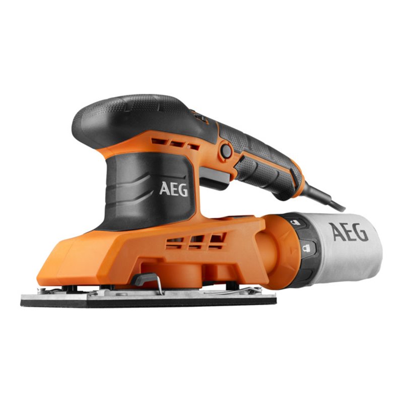 AEG 250 W Schwingschleifer FS250, Schleiftellergröße 90x87 mm, inkl. 4 x K60, 3 x K80, 3 x K120 Schleifblätter in Karton