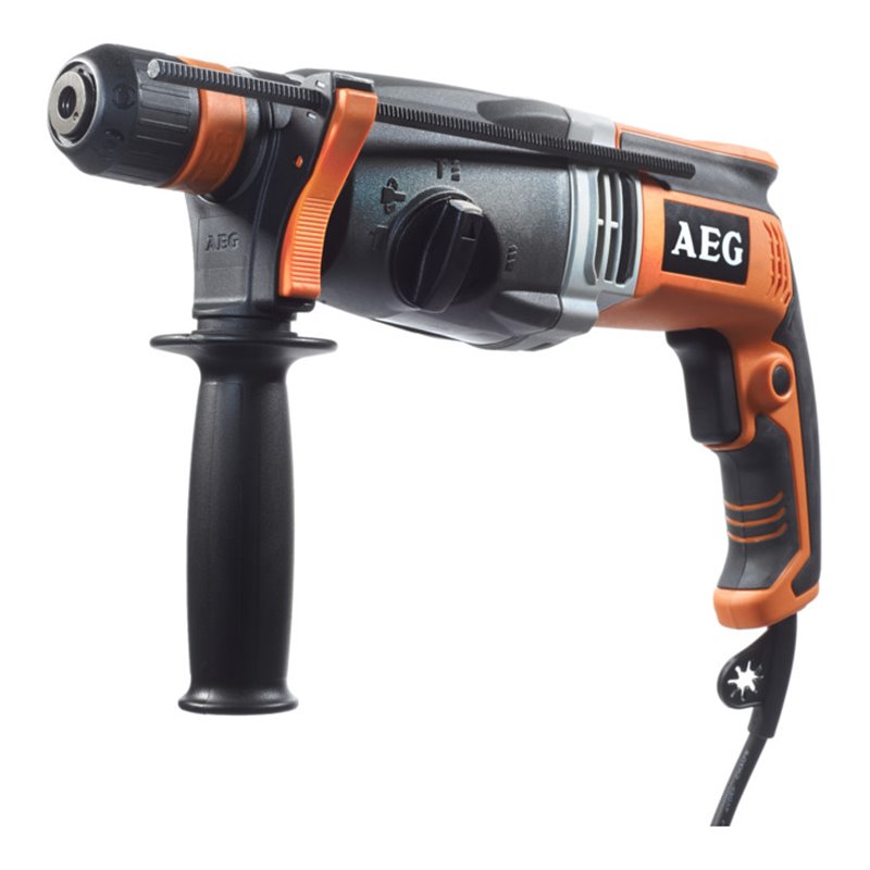 AEG 800 W Kombihammer KH 26 XE, SDS-Plus, Schlagenergie 2,5 J, inkl. 13 mm FIXTEC-Schnellspannbohrfutter, Zusatzhandgriff mit Bo