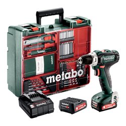 Metabo Akku-Bohrschrauber PowerMaxx BS 12 Mobile Werkstatt Mobile Werkstatt Kunststoffkoffer 12V 2x2Ah Li-Power + SC 30