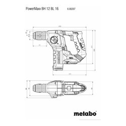 Metabo Akku-Bohrhammer PowerMaxx BH 12 BL 16 metaBOX 145 12V 2x2Ah Li-Power + SC 30