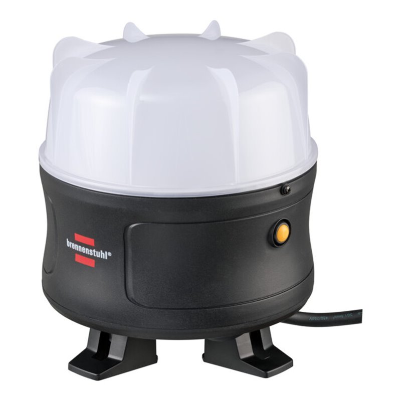 Brennenstuhl Mobiler 360° LED Baustrahler 30W, 3000 lm, 3m Kabel, spritzwassergeschützte Steckdose, IP54