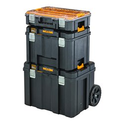 DEWALT TSTAK Großvolumige, mobile Box mit IP54 Schutz, Teleskopgriff und Schwerlasträdern