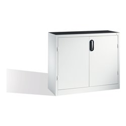 C+P Werkzeug-Beistellschrank mit Drehtüren, 2 Böden und 3 Schübe, H1000xB1200xT400mm Front Lichtgrau Korpus Lichtgrau