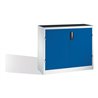 C+P Werkzeug-Beistellschrank mit Drehtüren, 2 Böden und 3 Schübe, H1000xB1200xT400mm Front Enzianblau Korpus Lichtgrau