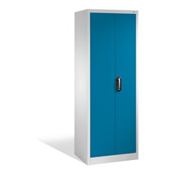 C+P Werkzeugschrank mit Drehtüren, innen 4 Böden, H1950xB700xT500mm Front Enzianblau Korpus Lichtgrau