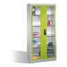 C+P Werkzeugschrank mit Sichtfenster-Drehtüren, innen 4 Böden, H1950xB930xT500mm Front Viridingrün Korpus Lichtgrau