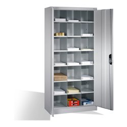 C+P Aktenschrank Acurado mit Drehtüren, innen 21 Gefache, H1950xB930xT400mm Weißaluminium