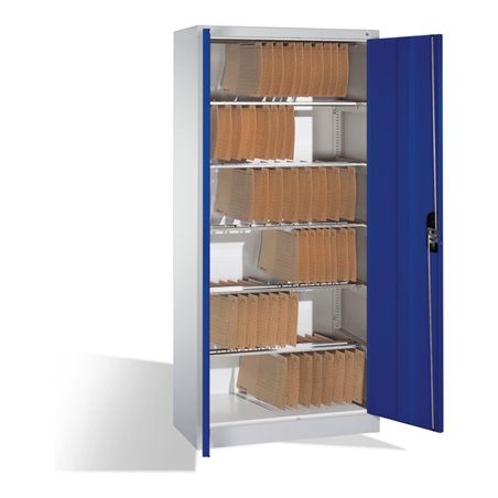 C+P Aktenschrank Acurado mit Drehtüren, innen 6 Pendelstangen, H1950xB930xT400mm Farbe Front Lapisblau
