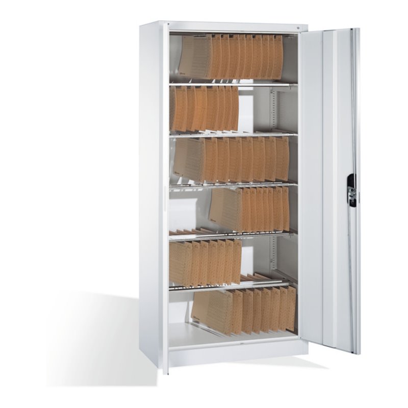 C+P Aktenschrank Acurado mit Drehtüren, innen 6 Pendelstangen, H1950xB930xT400mm Front Reinweiß