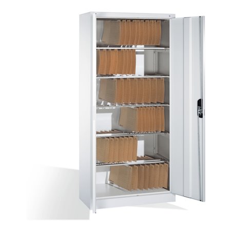 C+P Aktenschrank Acurado mit Drehtüren, innen 6 Pendelstangen, H1950xB930xT400mm Front Reinweiß