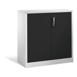 C+P Akten-Sideboard Acurado mit Drehtüren, 2 Ordnerhöhen, H1000xB930xT400mm Front Schwarzgrau Korpus Lichtgrau
