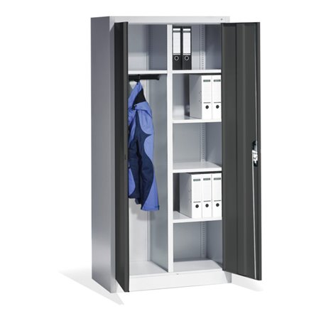 C+P Akten-Garderobenschrank Acurado mit Drehtüren, H1950xB930xT500mm Front Schwarzgrau Korpus Lichtgrau