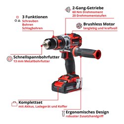 Einhell Professional Akku-Schlagbohrschrauber TE-CD 18 Li-i BL (2x2,0Ah)