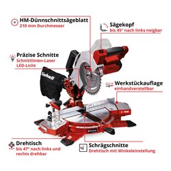 Einhell Akku-Kappsäge TE-MS 18/210 Li-Solo