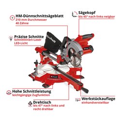 Einhell Akku-Zug-Kapp-Gehrungssäge TE-SM 36/210 Li - Solo